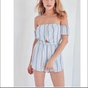 Blue and cream stripped romper
